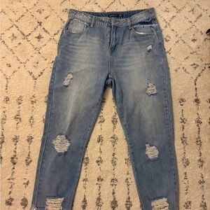 Boohoo Light Blue Distressed Boyfriend Jeans